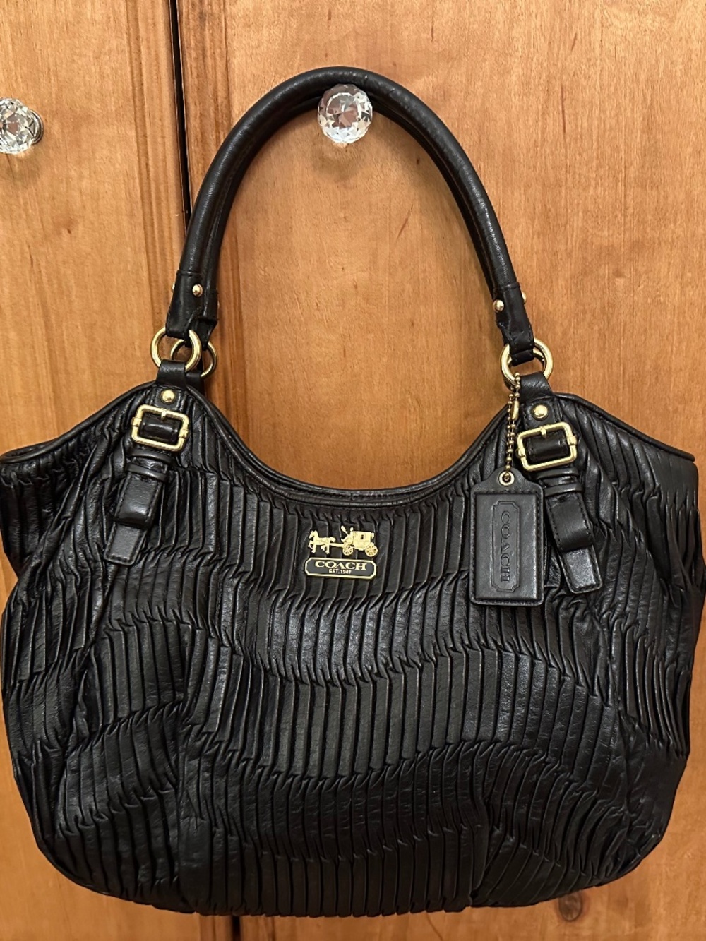 Coach 18603 Madison Gathered Leather Abigail Shoulder Black MSRP $898 Rare